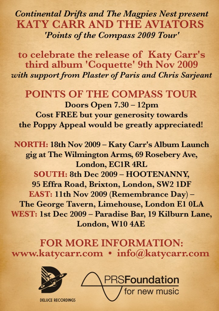 Katy Carr's Nov Dec Tour Dates