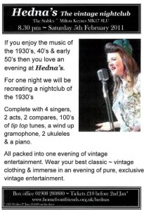 Katy Carr plays at Hedna's Vintage 5th February the Stables Milton Keynes