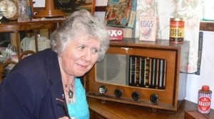 The Pye wireless with Marie Paton whose father owned it