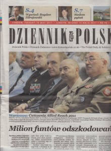 Katy Carr in DZIENNIK Polski 10th May 2011 Katy Carr on Front Page